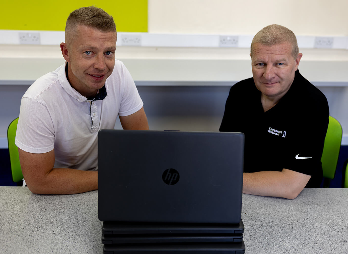 Woodfield School Assistant Head Teacher Careers and Alternative Provision Gareth Plant, with Tim Jones, Head of Marketing and Sponsorship at Pertemps