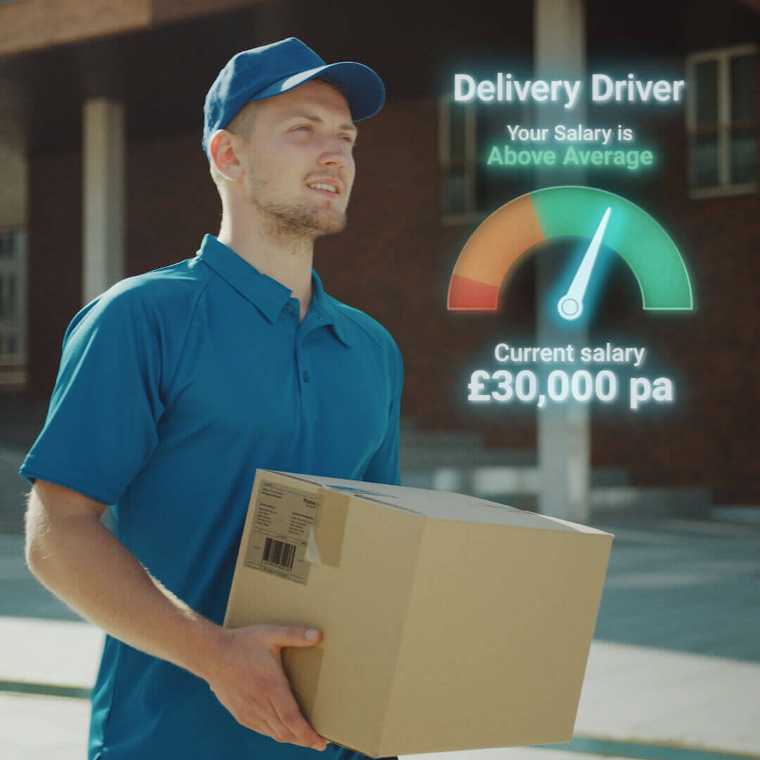 Delivery driver holding a parcel